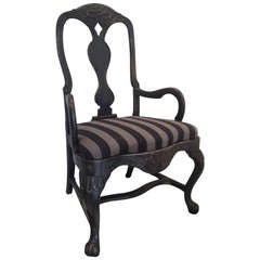 Antique Armchair Swedish Rococo Style Black Sweden