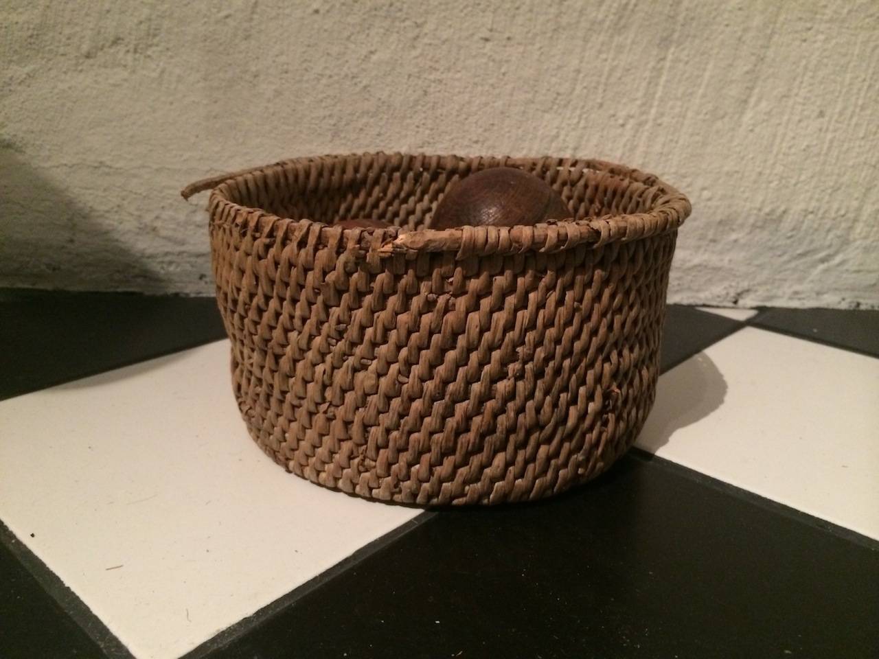 A weaved wooden basket made in Sweden during the 19th Century. Charming condition close perfect but with a lovely patina.