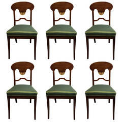 Antique Set of Six Swedish Karl Johan Chairs