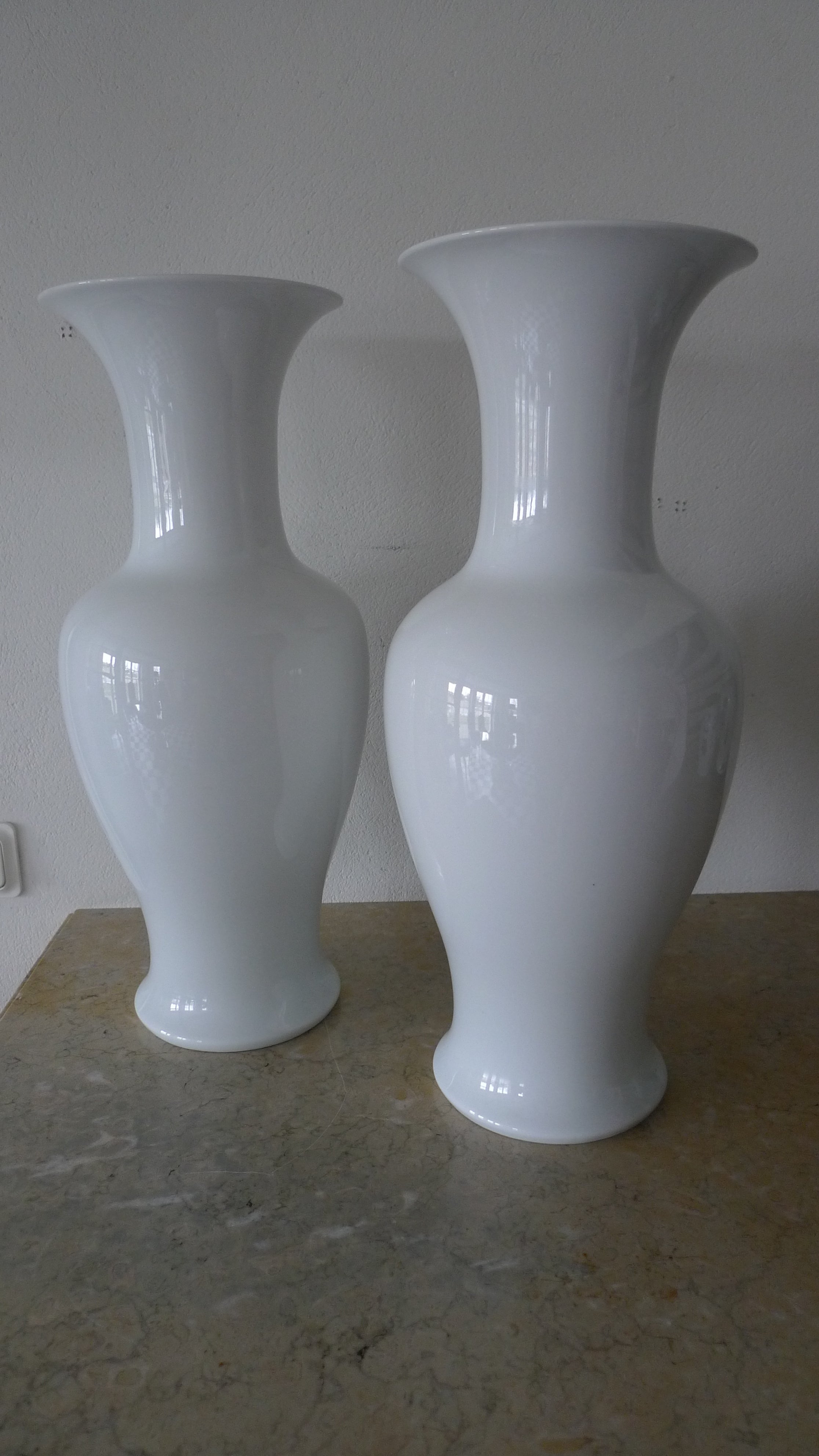 Tall White Urns