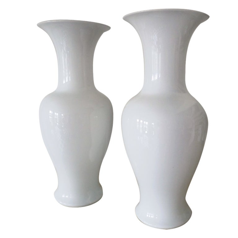 Tall White Urns at 1stdibs
