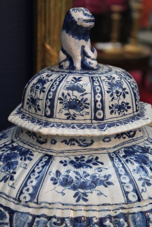 Dutch A pair of large Delft Urns