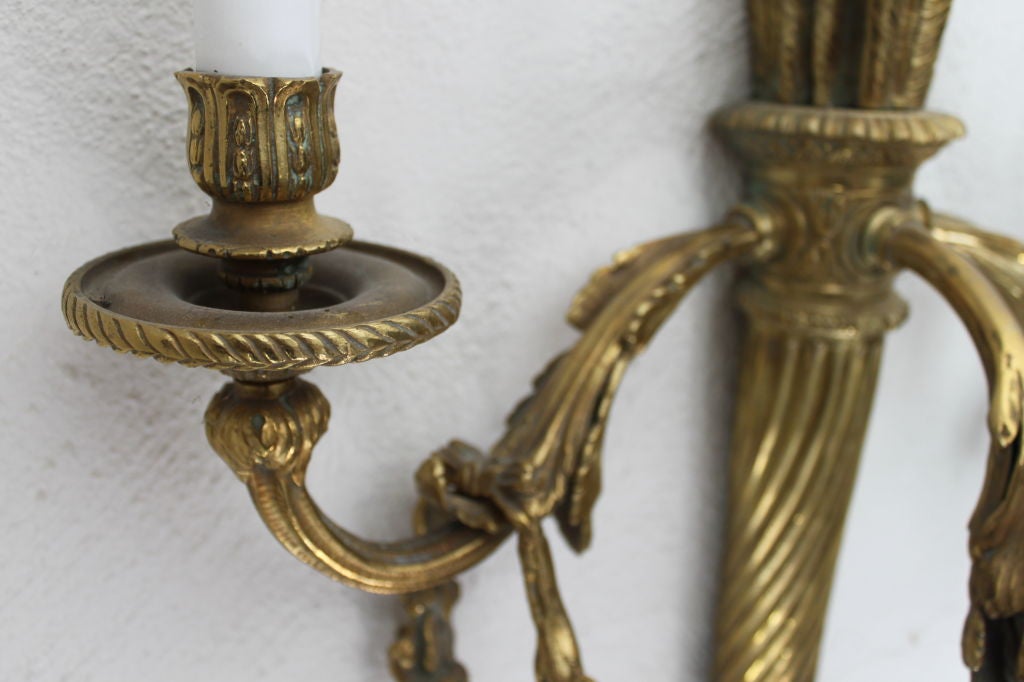 20th Century Wall Sconce Large French Gilt Bronze Neoclassical Style France For Sale