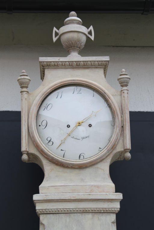 A Swedish Gustavian Floor Clock with Original paint In Good Condition In New York, NY