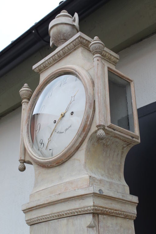 A Swedish Gustavian Floor Clock with Original paint 4
