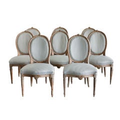 Antique A Set of 8 Swedish High Gustavian Chairs
