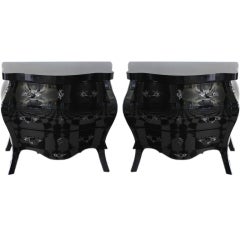 A Pair of Chests Rococo Stye Black Lacquer 11