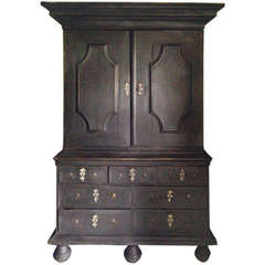 Swedish Black Painted Baroque Cabinet