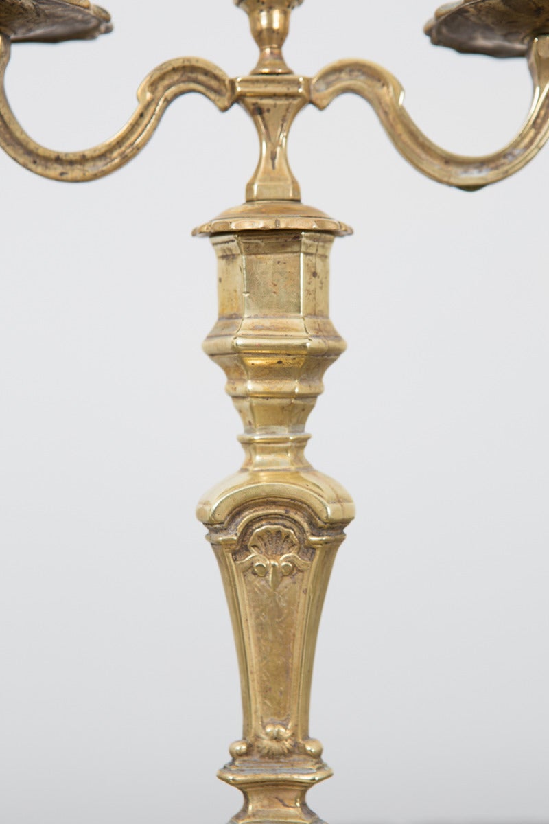 French Pair of Brass Candelabras