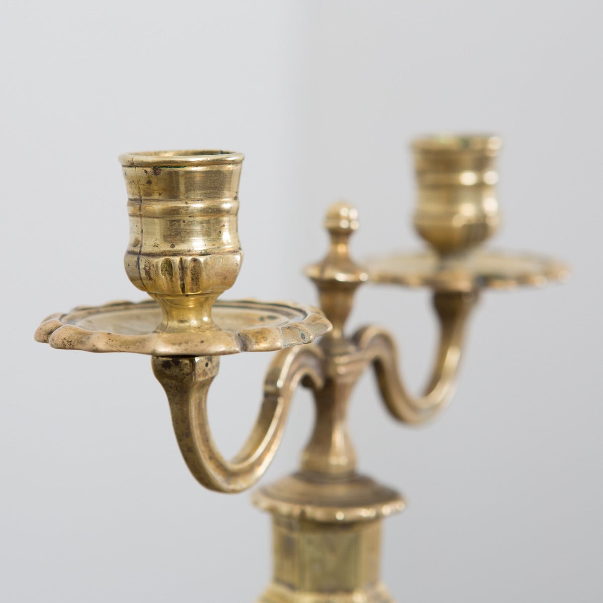 Baroque Pair of Brass Candelabras