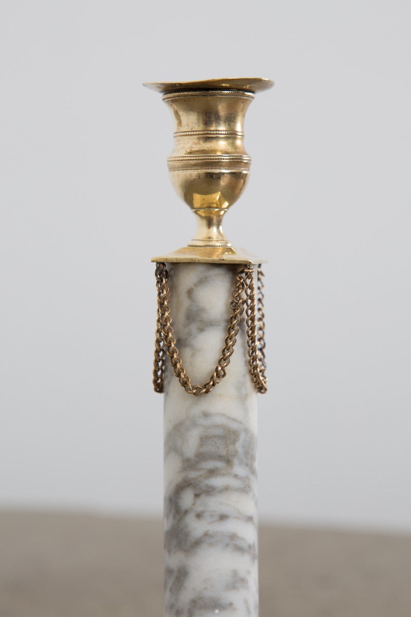 Pair of Neoclassical Marble Candlesticks For Sale at 1stDibs