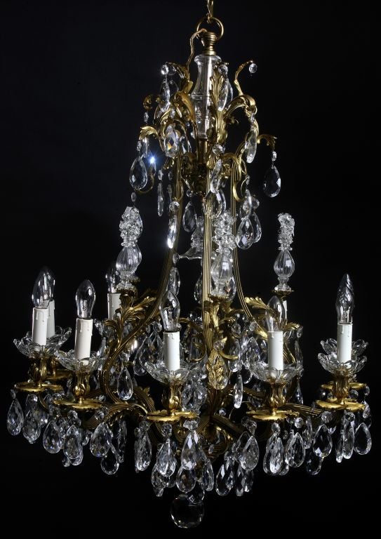 French Chandelier Large Swedish Rococo Style 19th Century Sweden