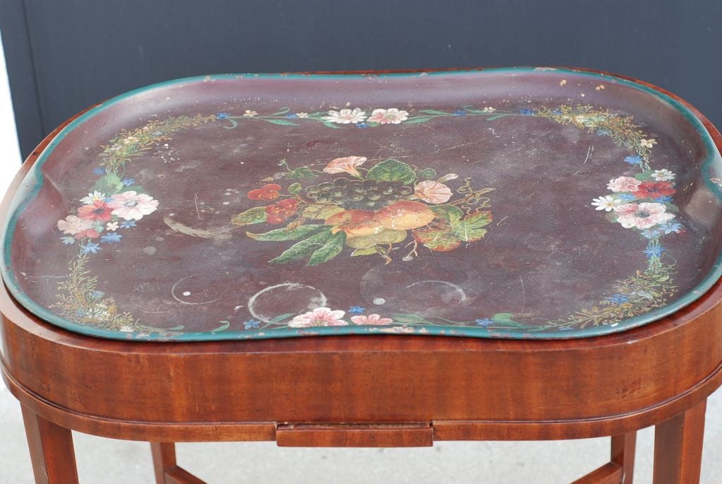 Table Swedish Mahogany Floral 19th Century Sweden In Good Condition For Sale In New York, NY