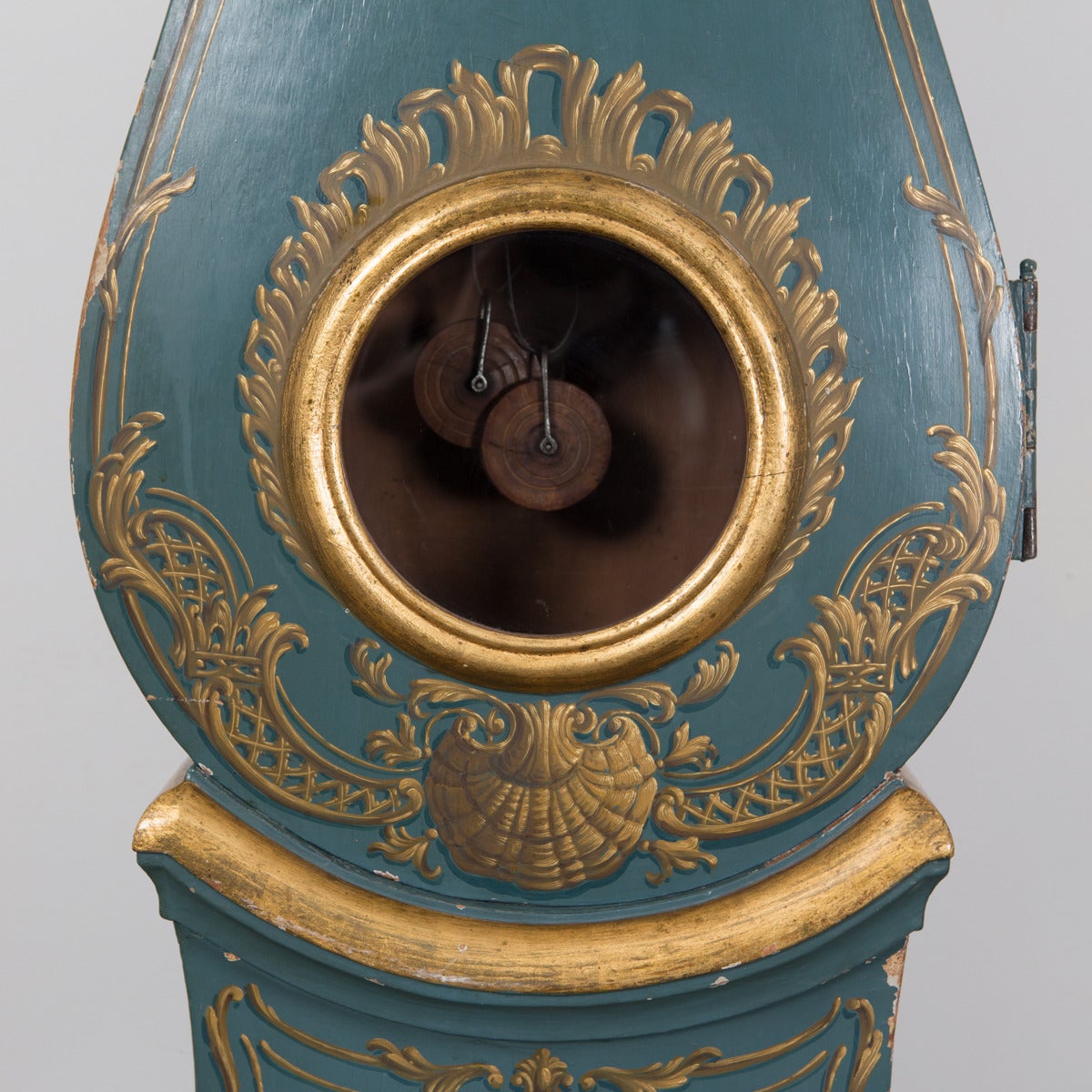 Clock Grandfather Swedish Rococo Blue 18th Century Sweden In Good Condition In New York, NY