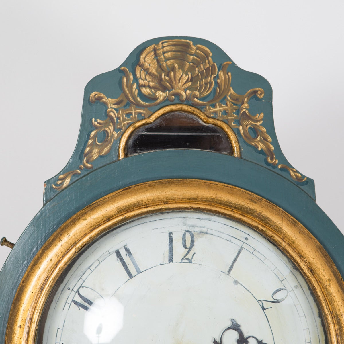 Wood Clock Grandfather Swedish Rococo Blue 18th Century Sweden
