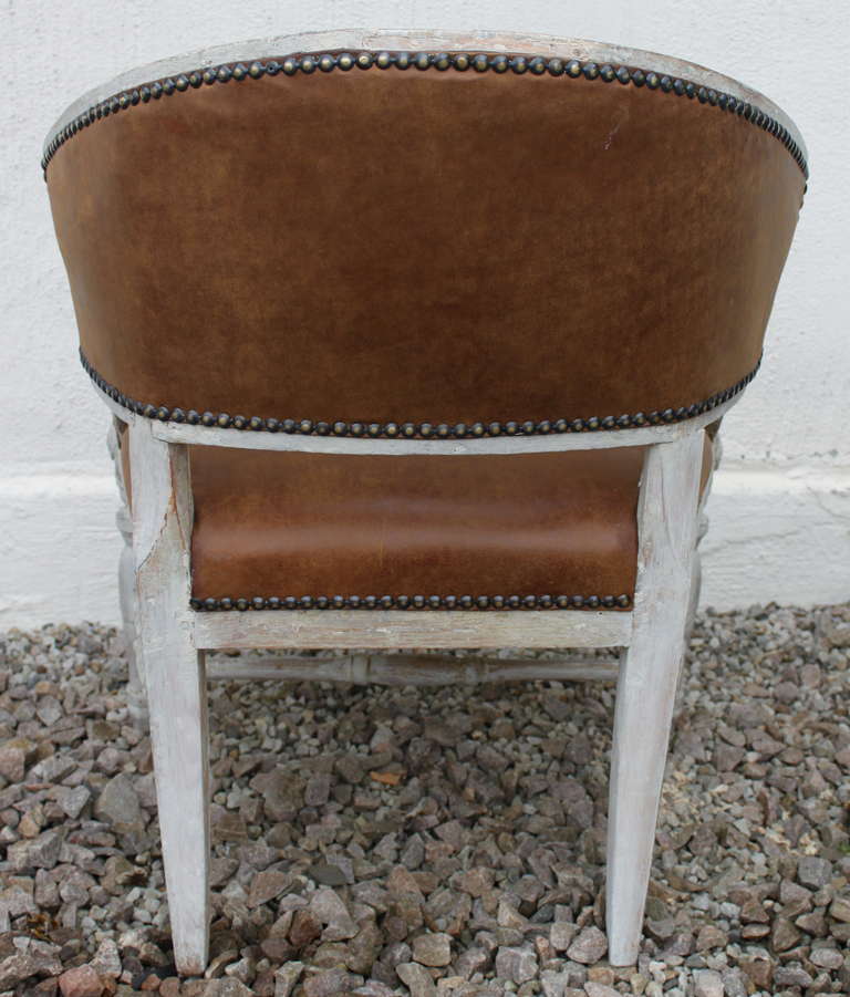 Swedish Pair of Neoclassical Barrel Back Chairs