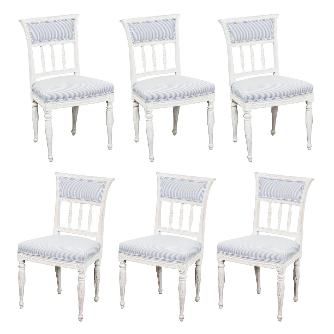 Set of 6 Gustavian Dining Chairs Signed