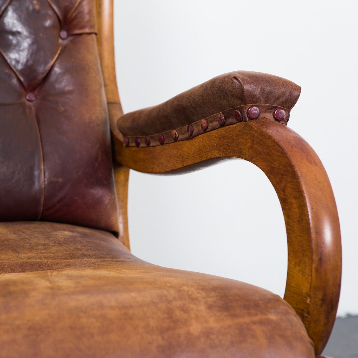 Chair Lounge Swedish Mid Century Leather Brown Sweden In Good Condition In New York, NY