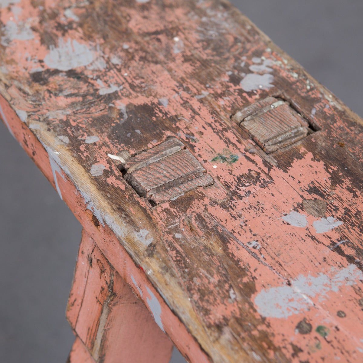 Bench Swedish 19th Century Distressed Pink Paint Sweden. A wooden bench made in Sweden, circa 1800.