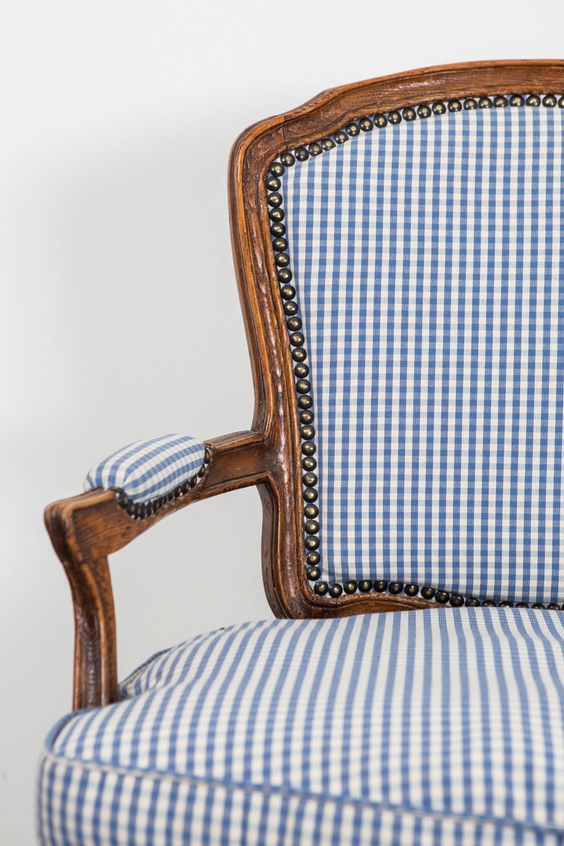 Armchair Rococo Swedish 18th Century Blue and White Fabric Sweden 3