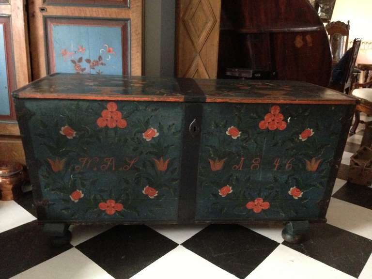 Swedish Wedding Chest with a Flat Top