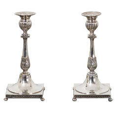 Pair of Silver Plate Candlesticks in Gustavian Style