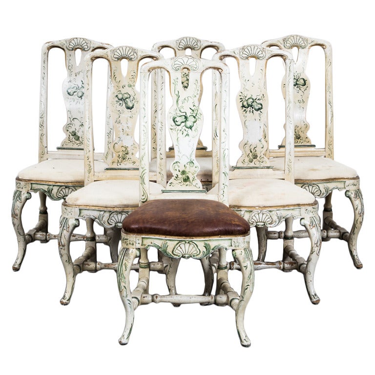 Set Of Six Rococo Style Dining Chairs For Sale At 1stdibs