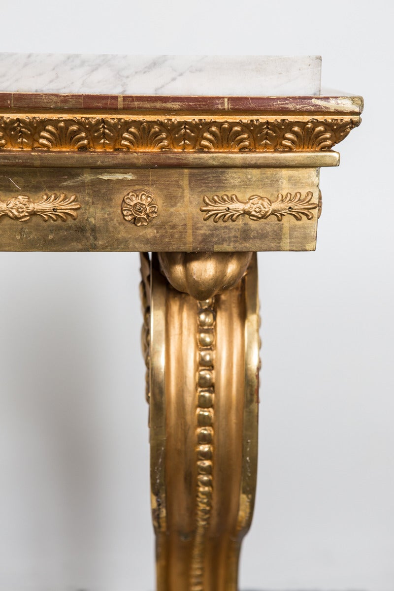 Table Console Swedish Gilded Carrara Marble Top Empire Neoclassical Sweden 1
