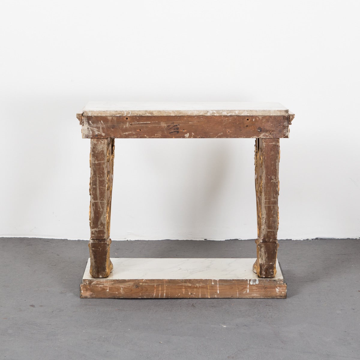 19th Century Table Console Swedish Gilded Carrara Marble Top Empire Neoclassical Sweden