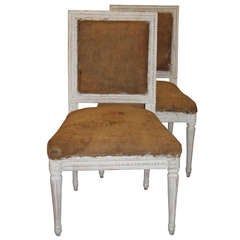 Pair of Gustavian Side Chairs in Jute