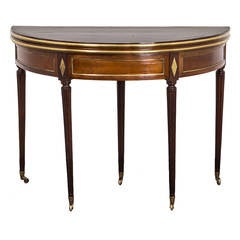 Table Game French Directoire 19th Century Mahogany Leather Black France