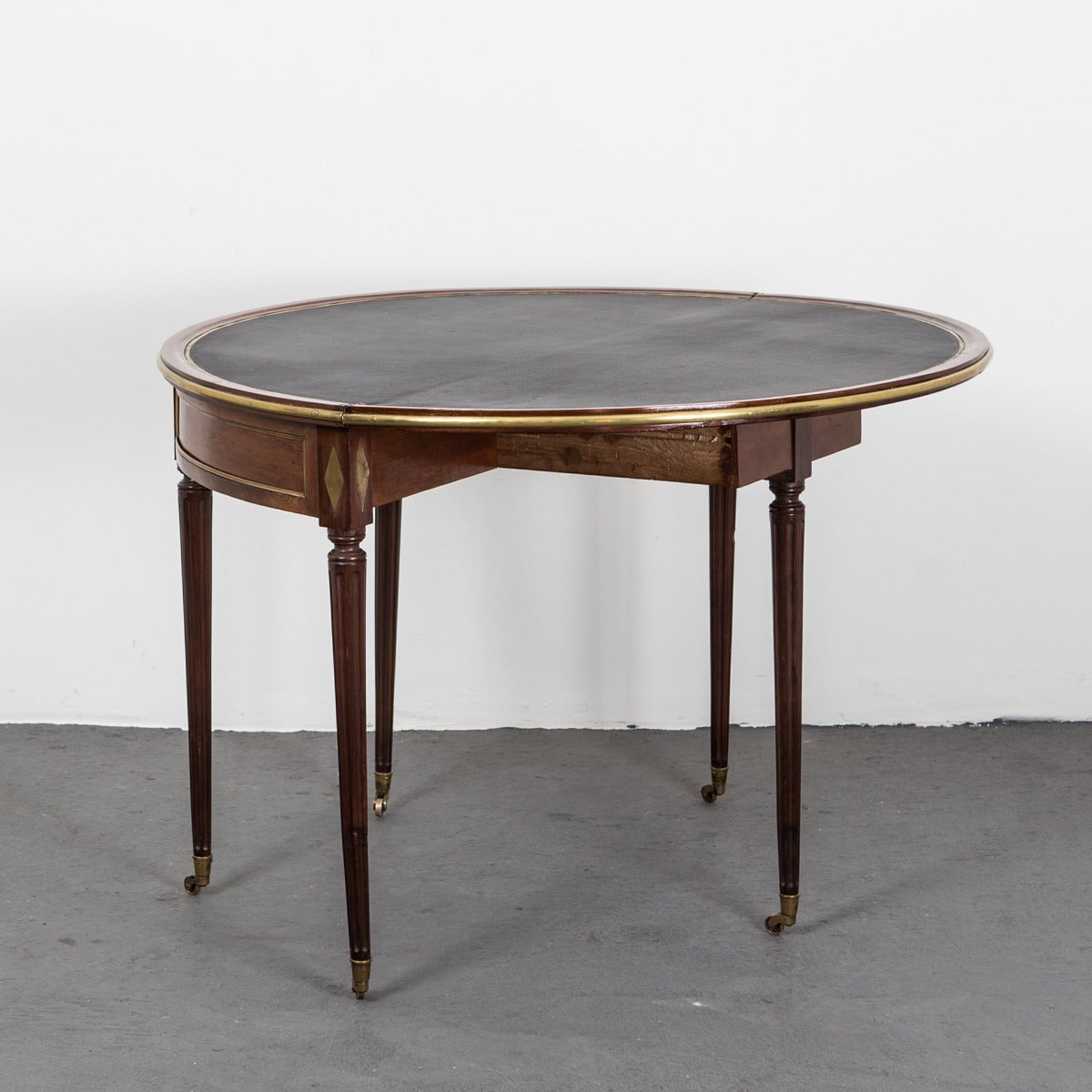 Table Game French Directoire 19th Century Mahogany Leather Black France For Sale 1