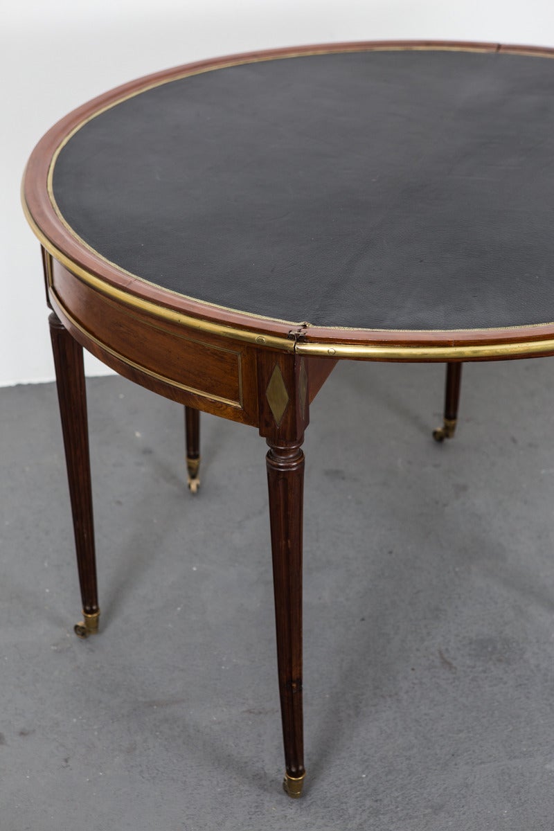 Table Game French Directoire 19th Century Mahogany Leather Black France For Sale 3