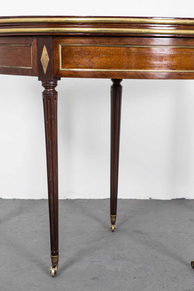 Table Game French Directoire 19th Century Mahogany Leather Black France For Sale 2