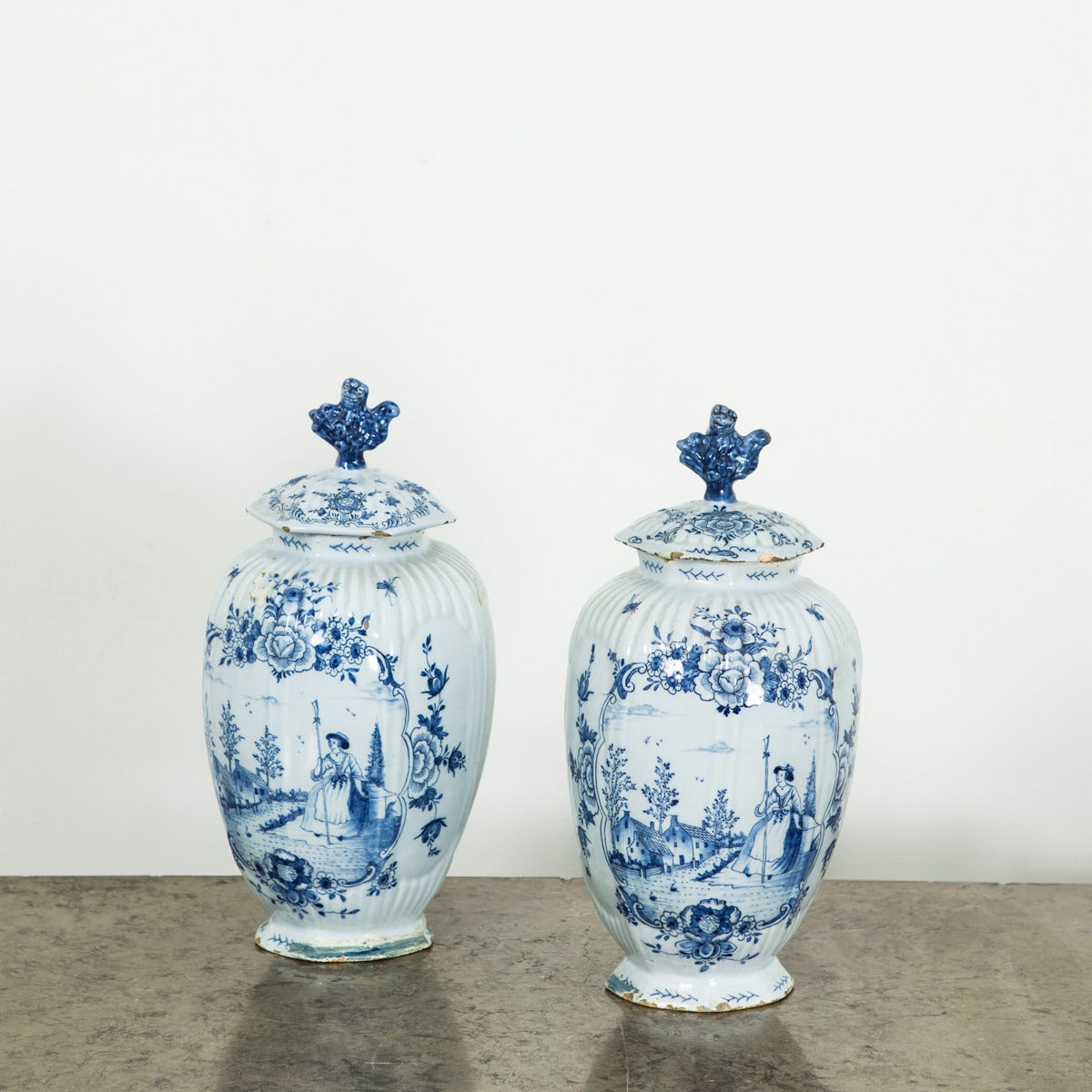 Pair of Dutch Faience Urns, 1700's