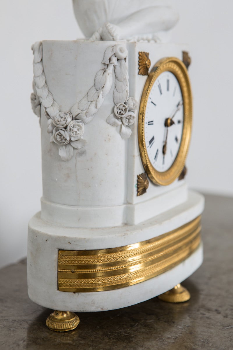 Ormolu Mantle Clock French Neoclassical White Gilt bronze France