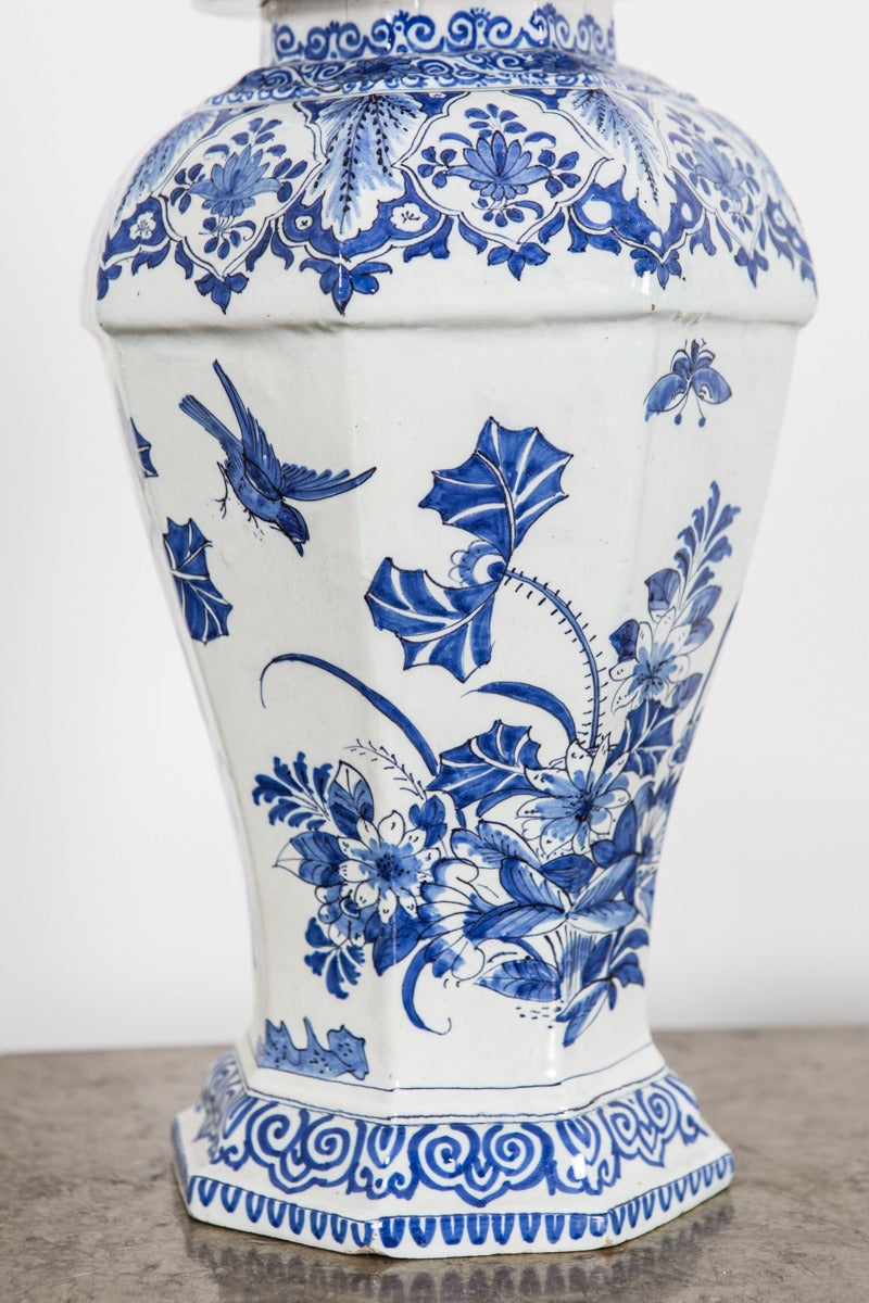 18th Century Large Dutch Faience Urn with Lid, 1700s