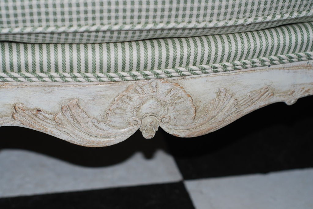 Wood Armchair Swedish Rococo White Green 18th Century Sweden