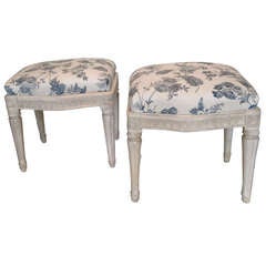 Pair of Signed Large Gustavian Stools