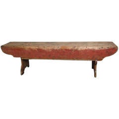 Swedish Rustic Red Painted Bench