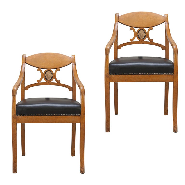 A Pair of Swedish Karl Johan Armchairs