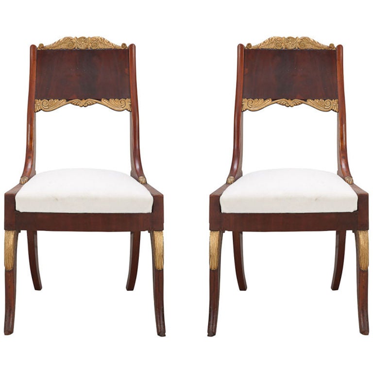 Pair of Russian Empire Mahogany Side Chairs