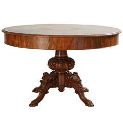 Antique Central Pedestal Table in Walnut
