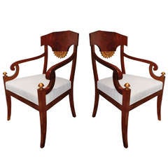Pair of Mahogany Desk Chairs with Gilded Details