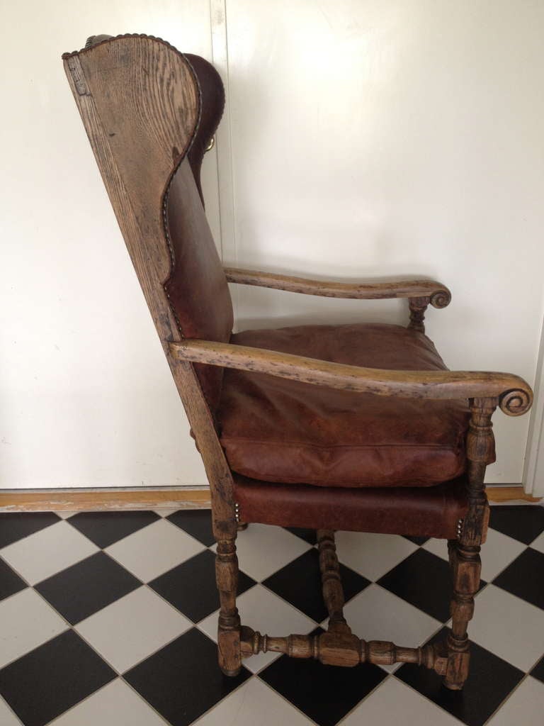Swedish Baroque Wingback Chair In Good Condition In New York, NY