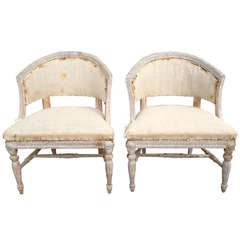 Pair of Swedish Late Gustavian / Neoclassical Barrel Back Chairs