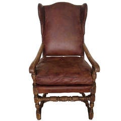Antique Swedish Baroque Wingback Chair