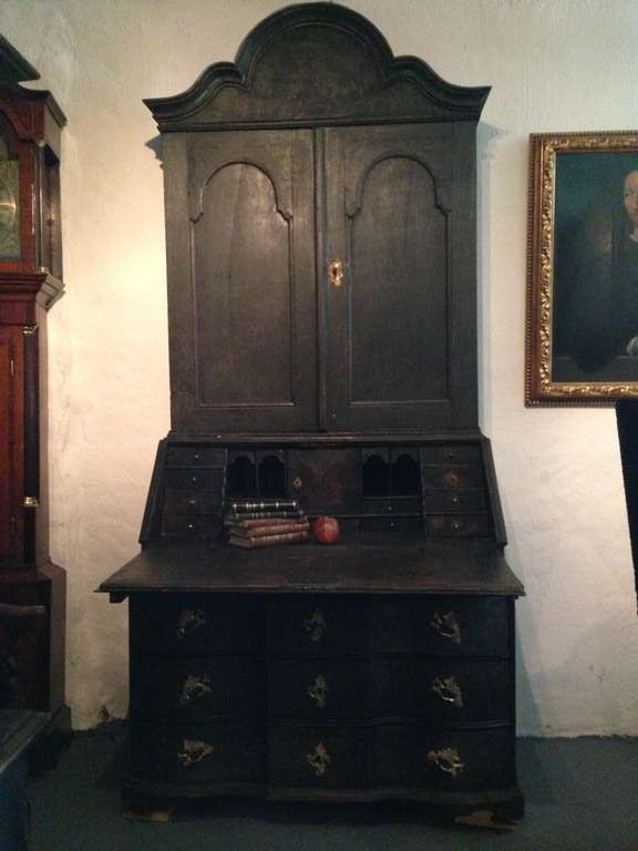 Black Painted Baroque Swedish Secretary In Good Condition In New York, NY