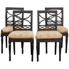 Chairs Swedish Dining Chairs Set of Four 18th Century Swedish Black, Sweden