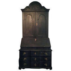 Black Painted Baroque Swedish Secretary